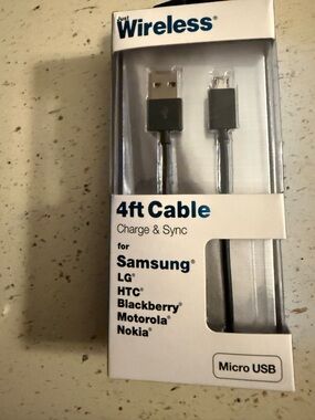 4ft Black Micro USB Charge & Sync Cable for Samsung and More